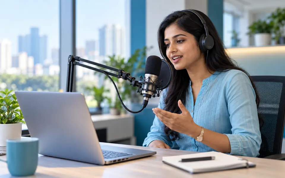 Professional preparing a customer voice campaign
